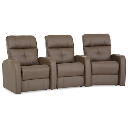 Contemporary Three Seat Curved Theater Seating with Power Headrests